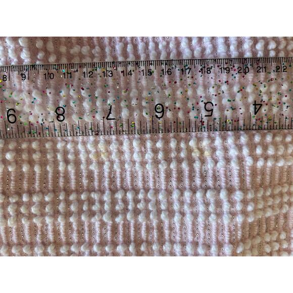 Vintage Chenille Bedspread Pink White Pearl Lurex 104X88 Mid Century Mod Fringe - Picture 13 of 15